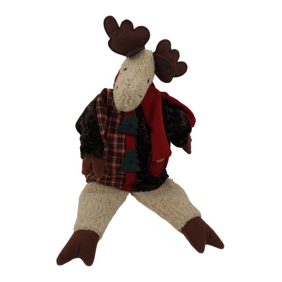 Vintage Reindeer Plush Stuffed Animal Shelf Sitter Christmas Holiday Home Decor - Picture 1 of 7